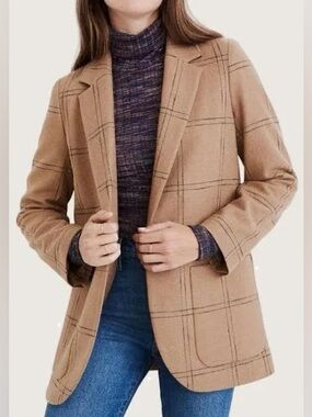 Madewell Camel Plaid Blazer Jacket